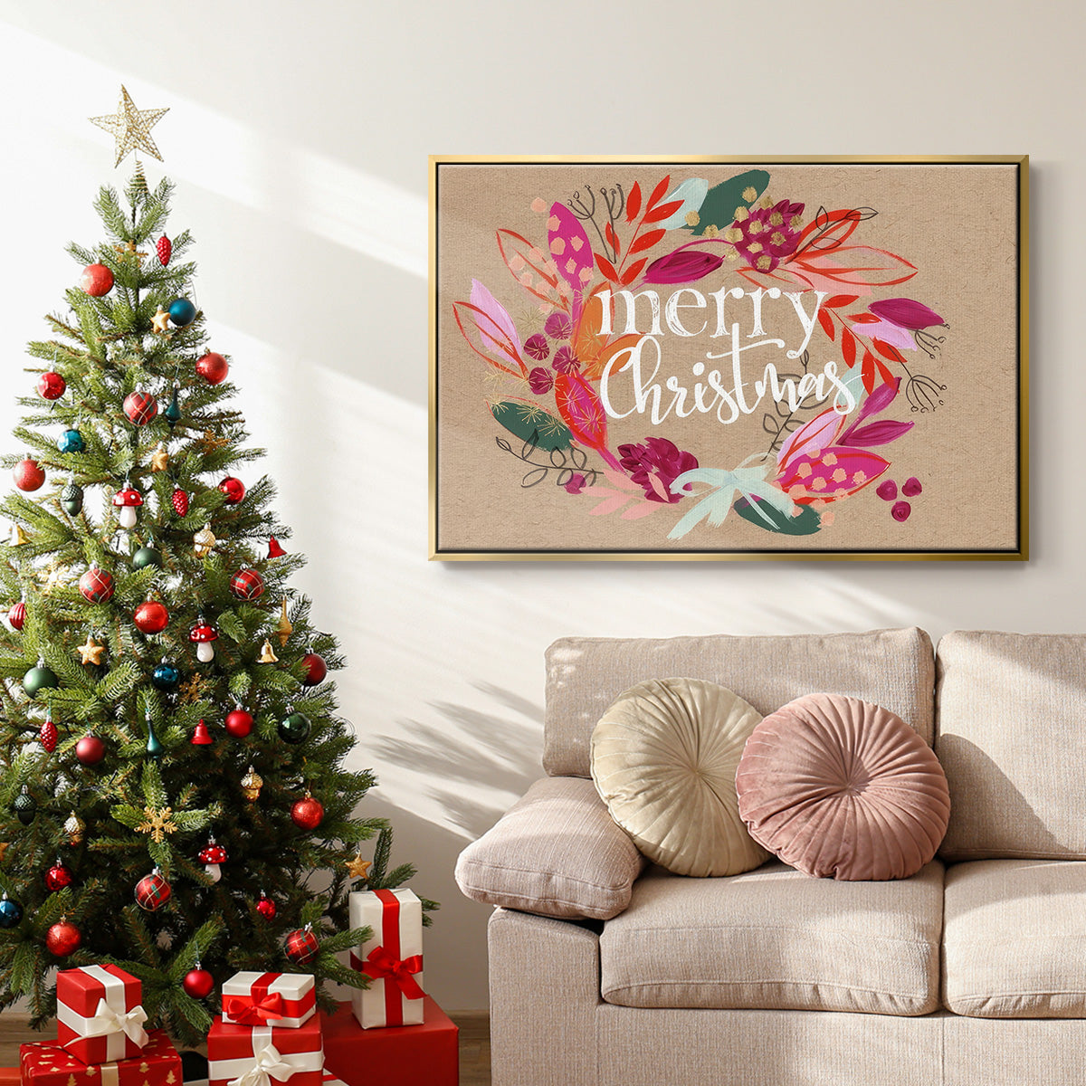 Crafty Christmas Collection A - Framed Gallery Wrapped Canvas in Floating Frame