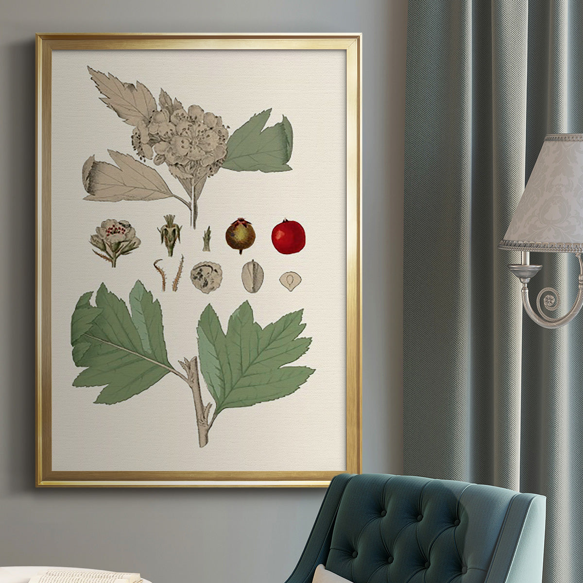 Leaves & Berries IV - Modern Framed Canvas Print