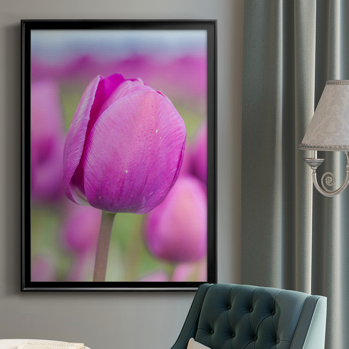 Magenta Stem - Modern Framed Canvas Print