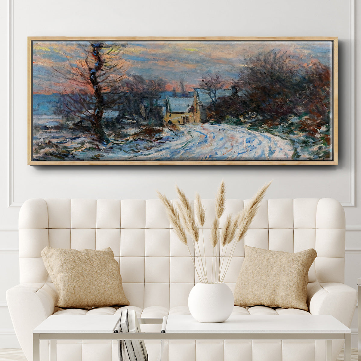 Road to Giverny in Winter, 1885 - Floater Framed Canvas Print