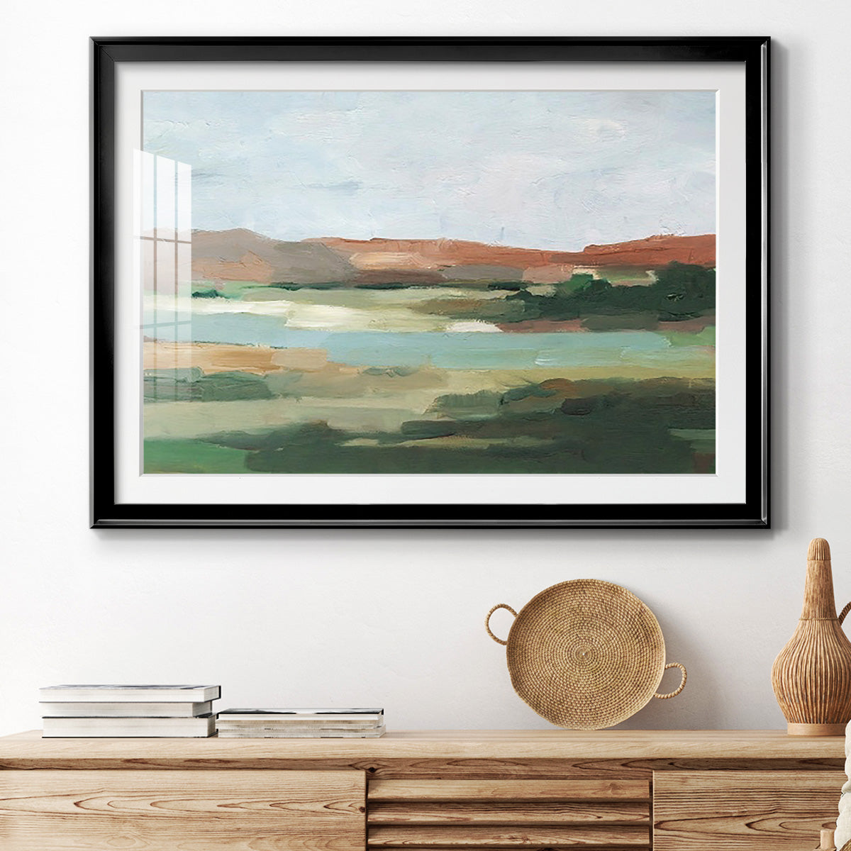 Autumn River Crossing I - Modern Framed Art Print