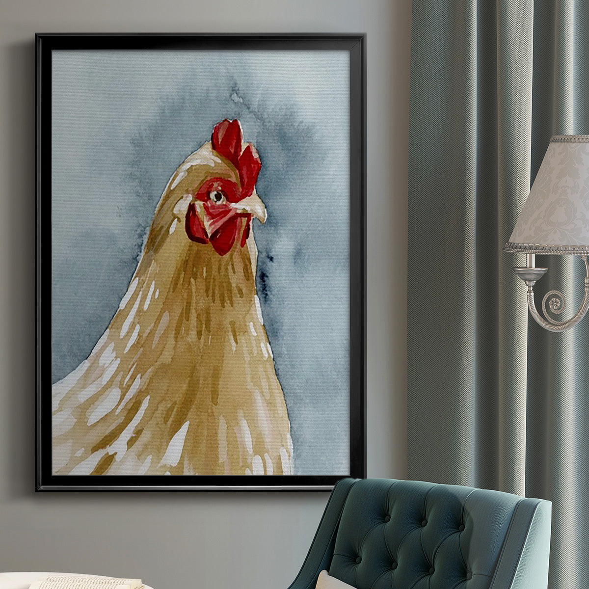 Chicken Portrait II - Modern Framed Canvas Print