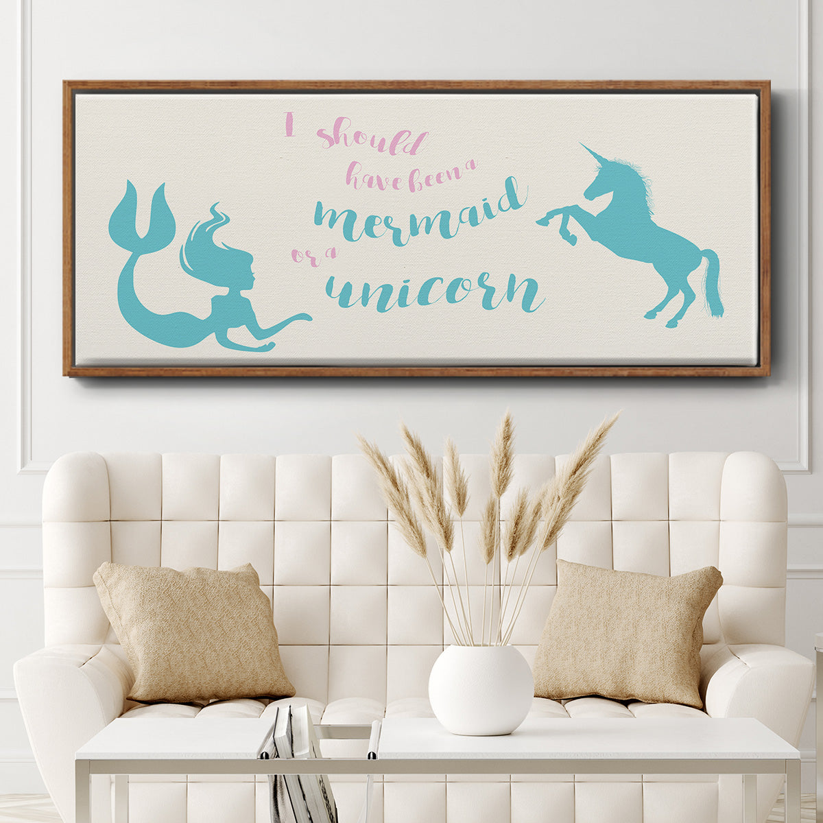 Mermaid Unicorn - Floater Framed Canvas Print