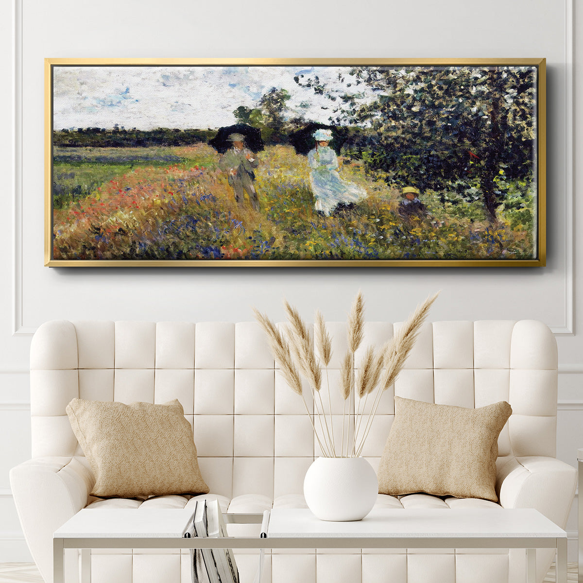 The Promenade Near Argenteuil, 1875 - Floater Framed Canvas Print