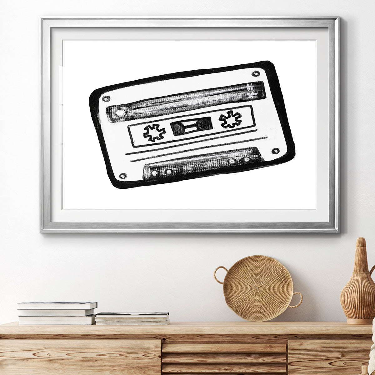 Cassette Sketch Premium Framed Print - Ready to Hang