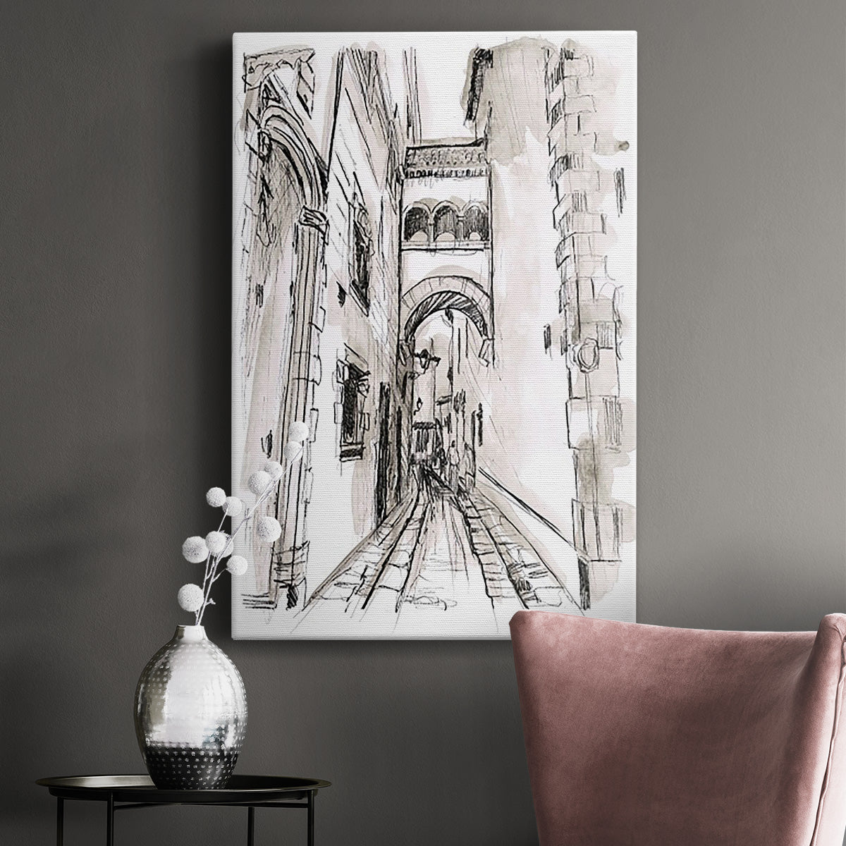 Europe Street Sketches II Premium Gallery Wrapped Canvas - Ready to Hang