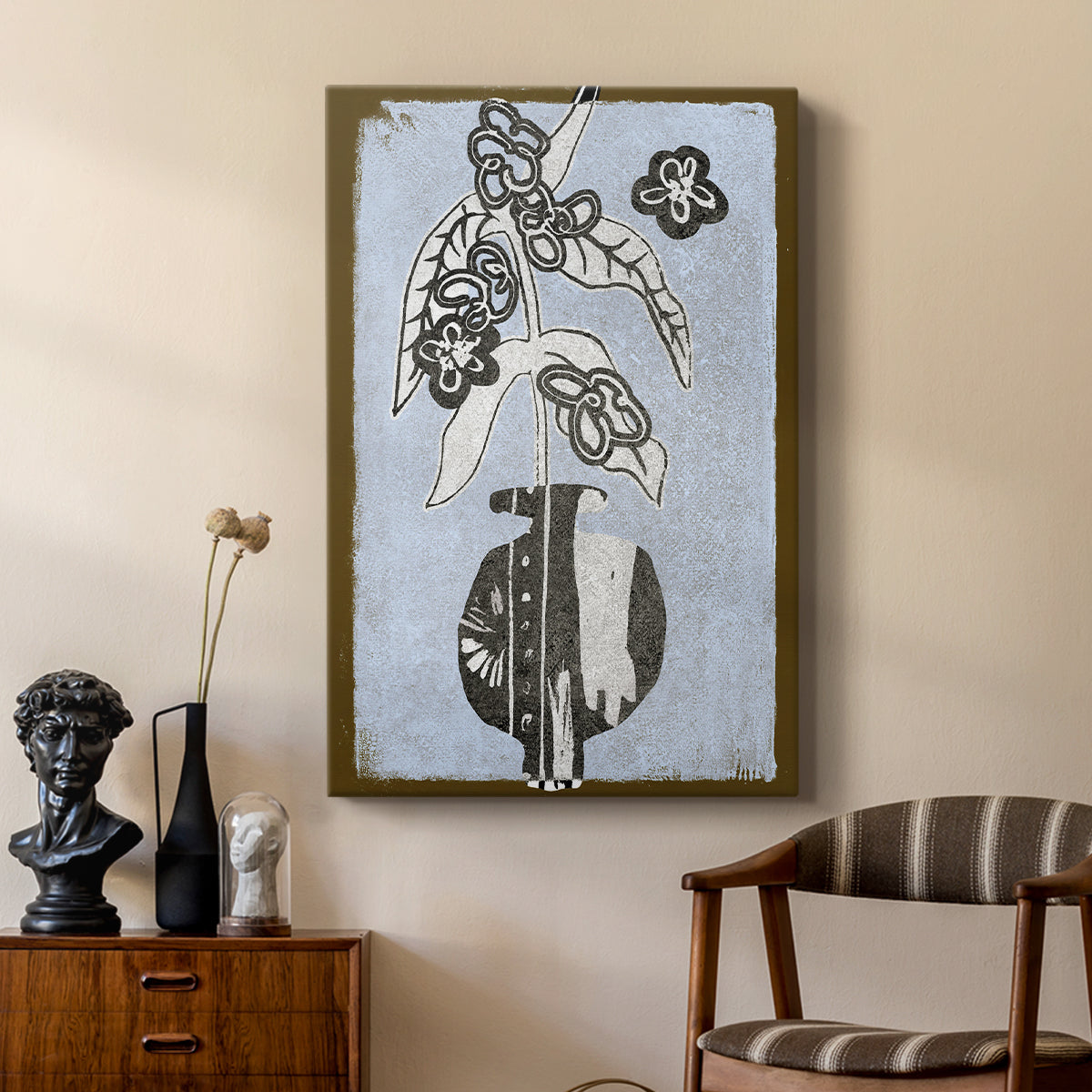 Graphic Flowers in Vase IV - Canvas Art Print