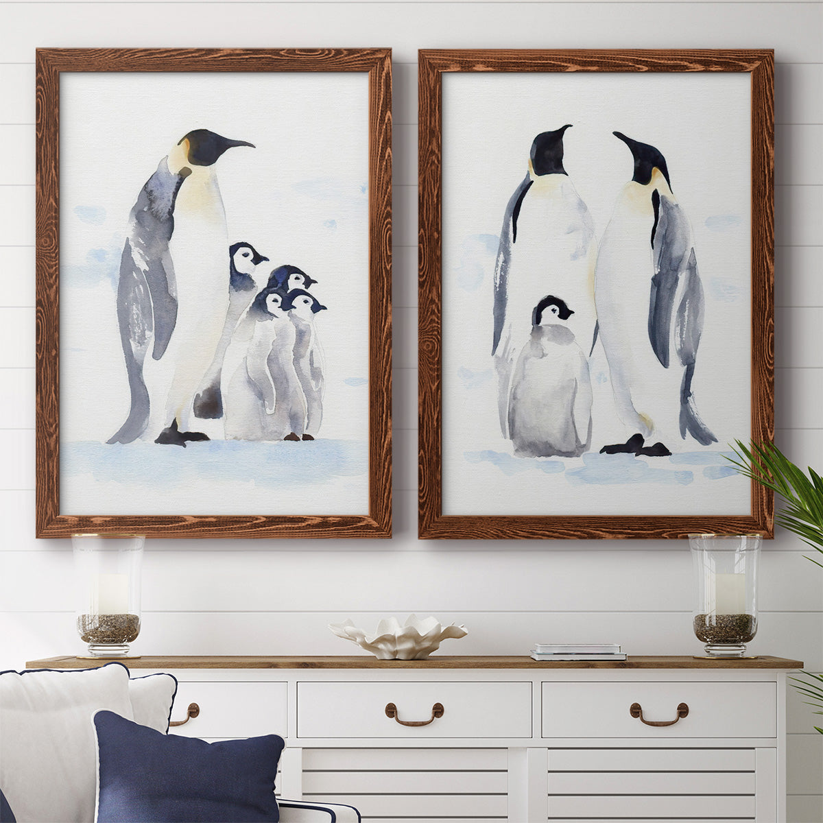 Emperor Penguins I - Premium Framed Canvas 2 Piece Set - Ready to Hang