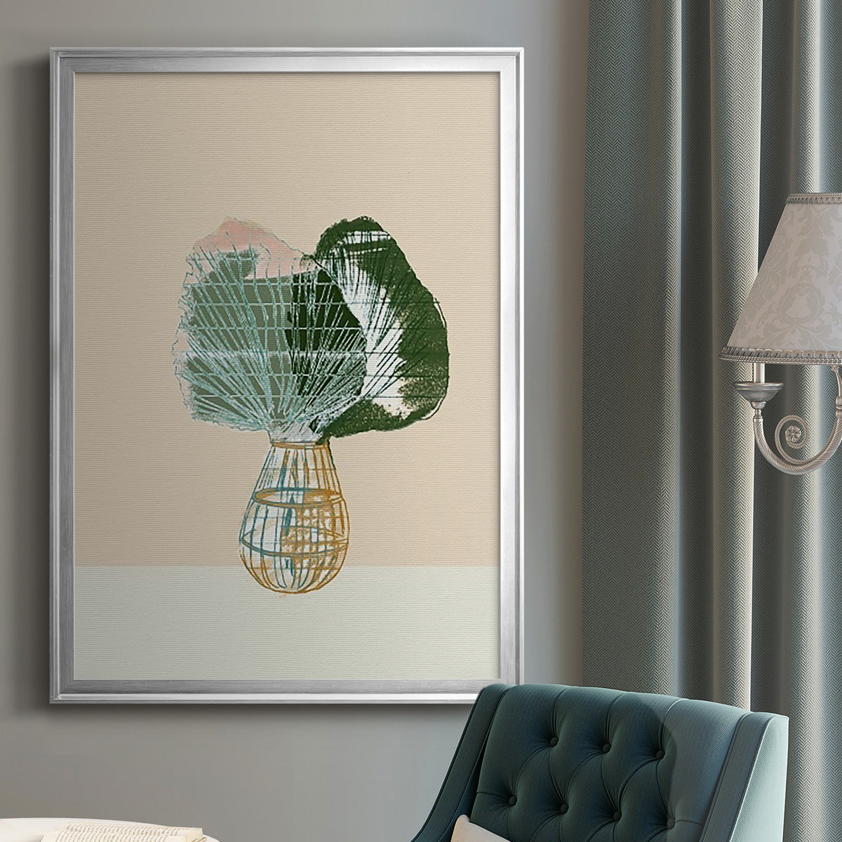 Woven Tropical Leaf II - Modern Framed Canvas Print