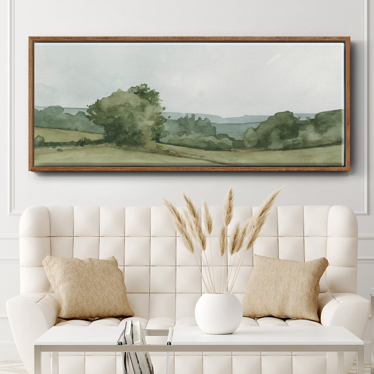 Vintage Landscape Sketch I - Floater Framed Canvas Print