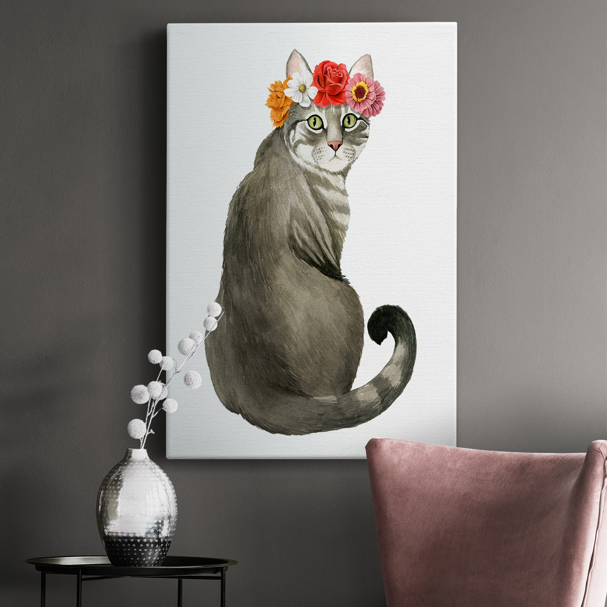 Flower Crown Cats I Premium Gallery Wrapped Canvas - Ready to Hang