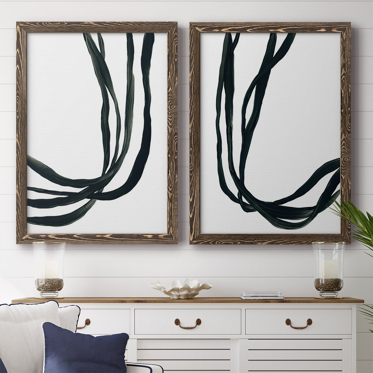 Onyx Ribbon I - Premium Framed Canvas 2 Piece Set - Ready to Hang