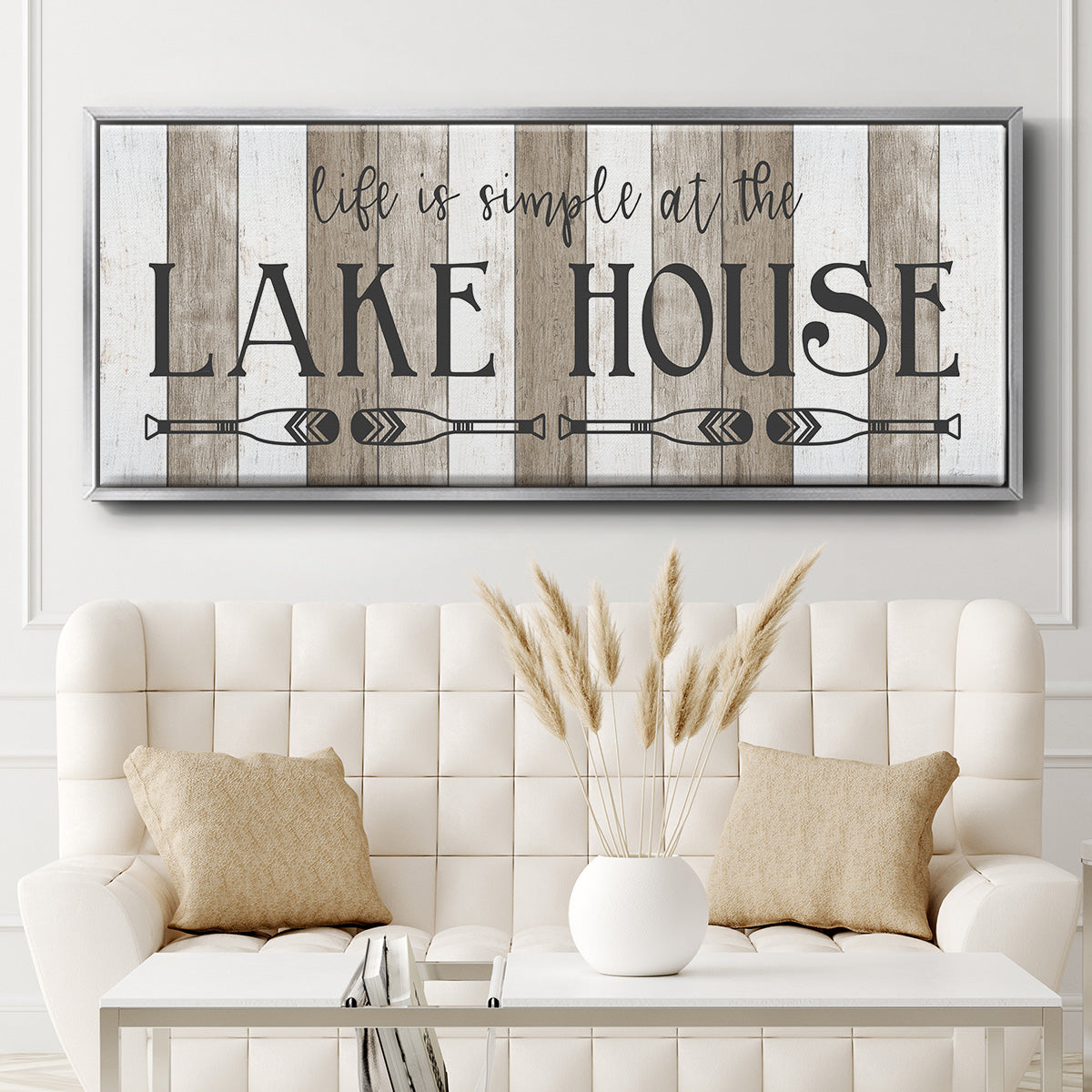 Simple at the Lake House - Floater Framed Canvas Print