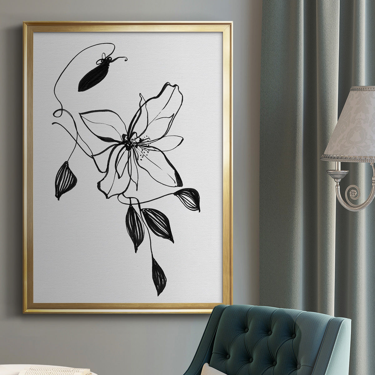 Wild Clematis I - Modern Framed Canvas Print