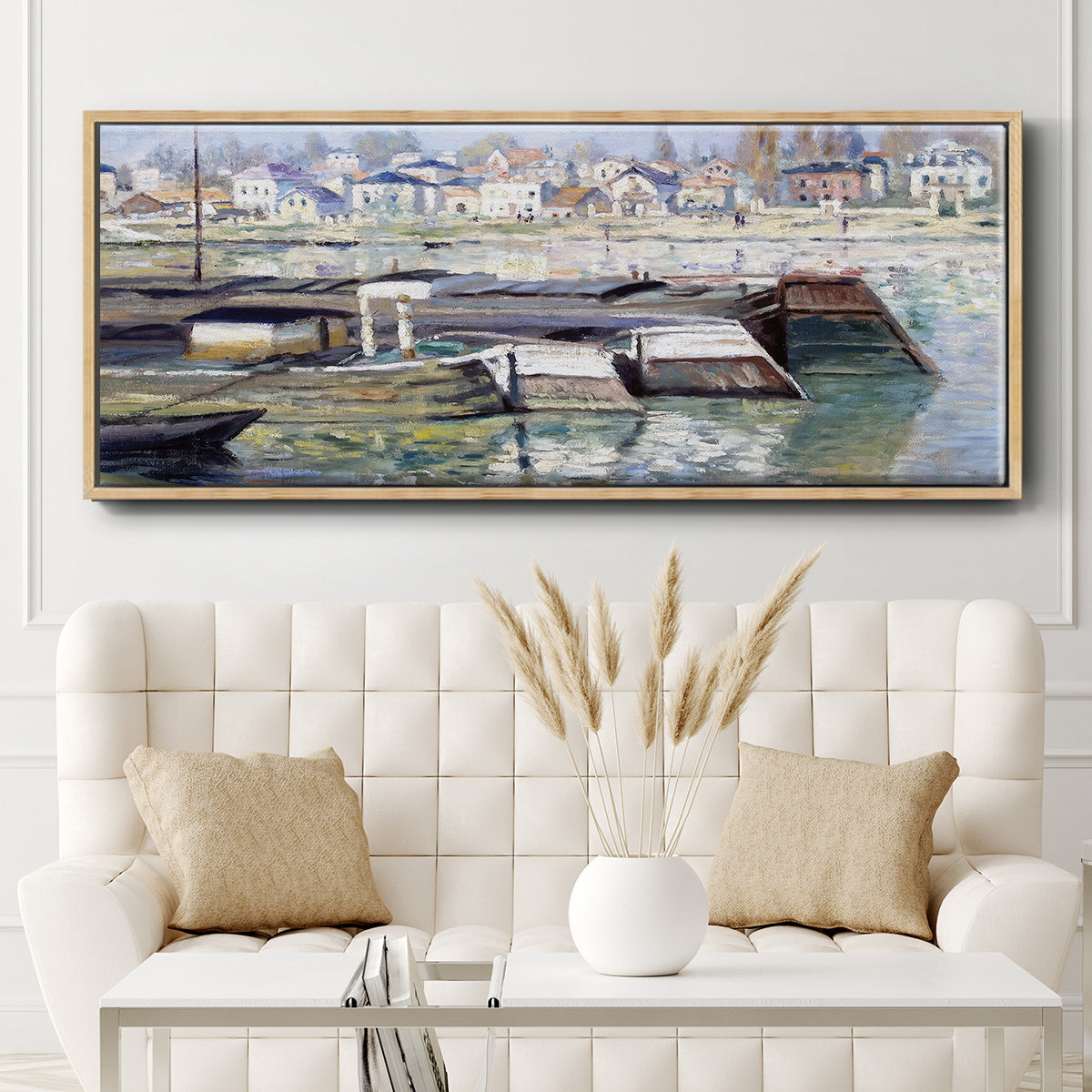 The Seine at Asnieres, 1873 - Floater Framed Canvas Print