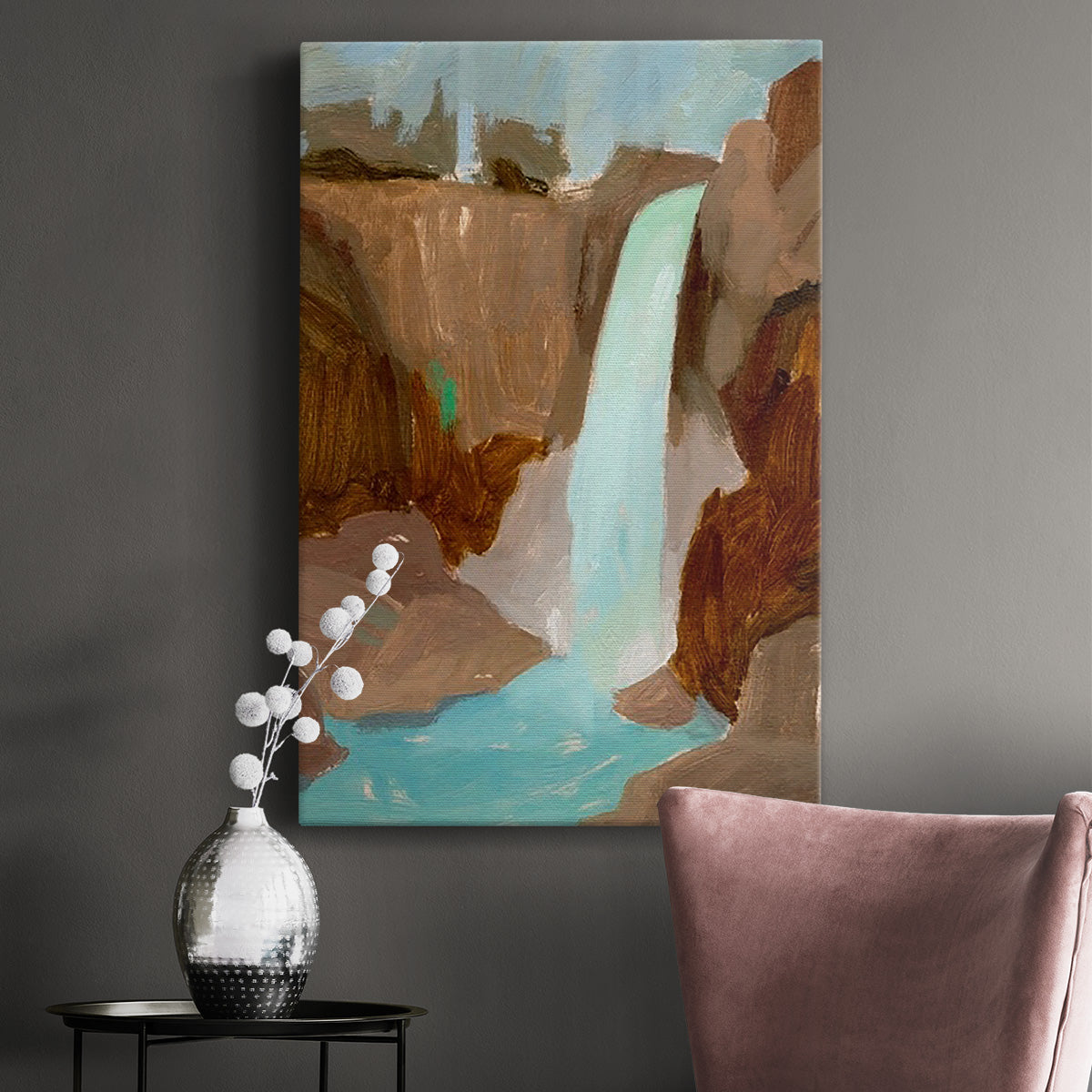 Turquoise Falls II Premium Gallery Wrapped Canvas - Ready to Hang