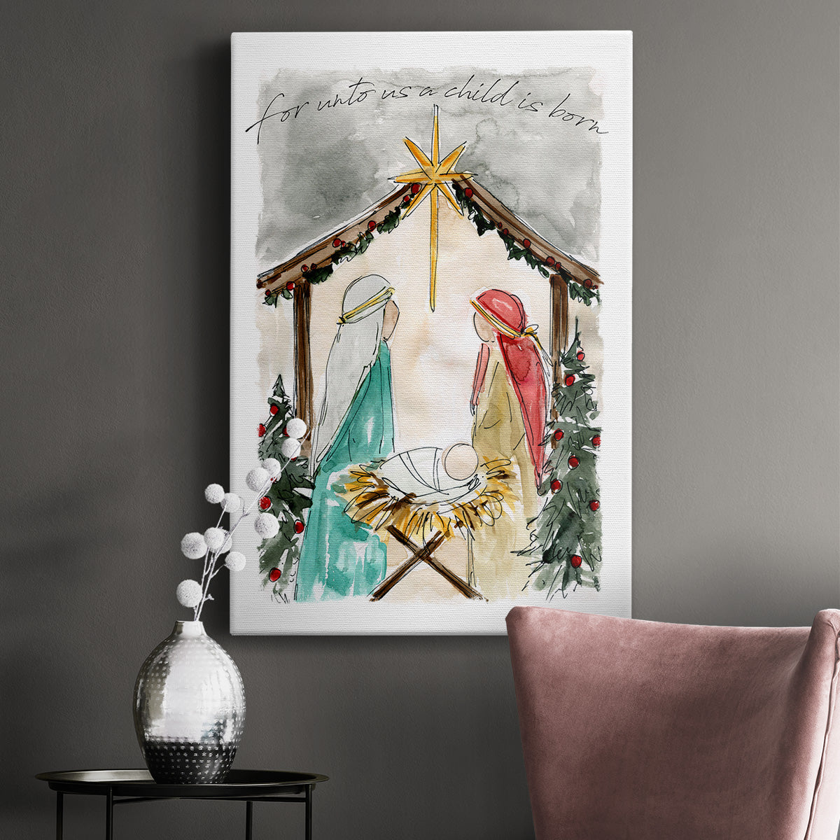 Unto Us A Child is Born Premium Gallery Wrapped Canvas - Ready to Hang