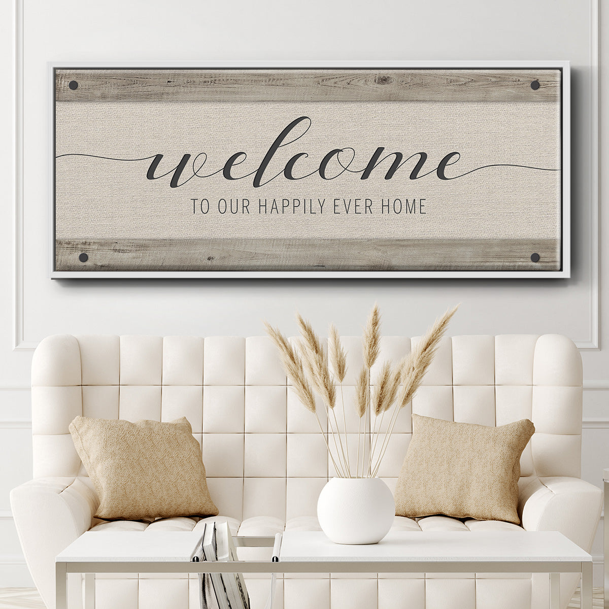 Happily Home - Floater Framed Canvas Print