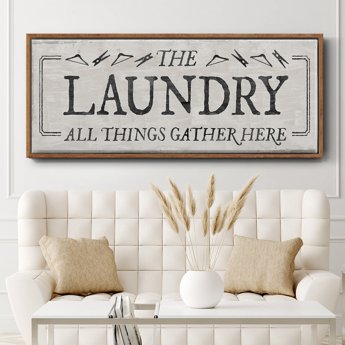 Laundry Gathers - Floater Framed Canvas Print