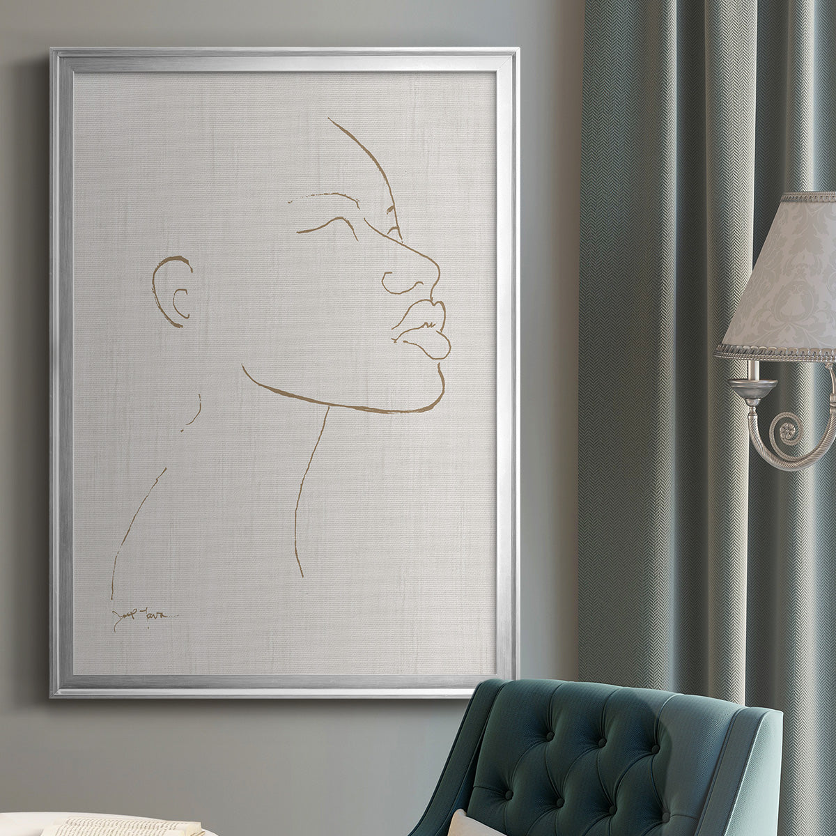 Portrait Sketch I - Modern Framed Canvas Print