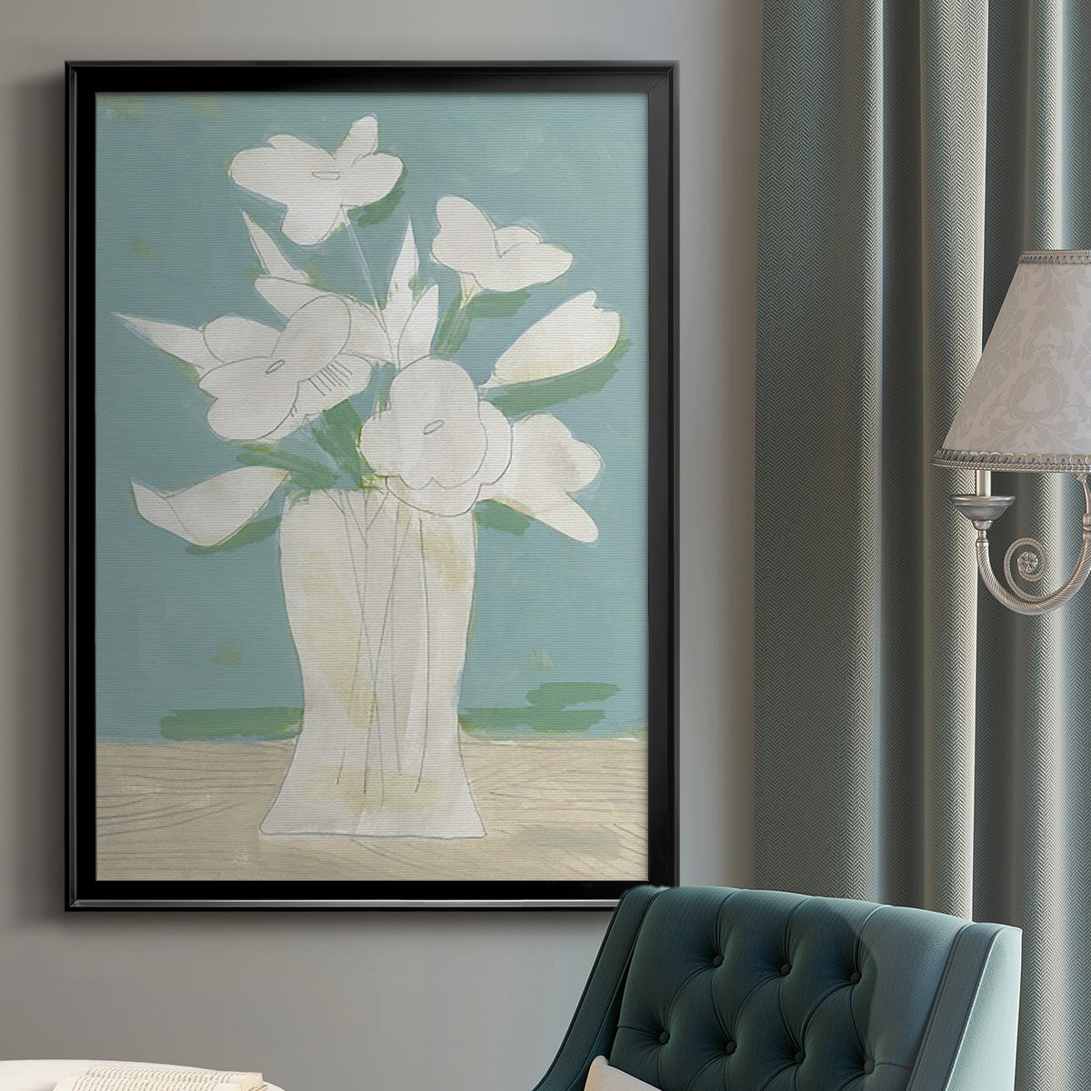 Muted Spring Arrangement I - Modern Framed Canvas Print