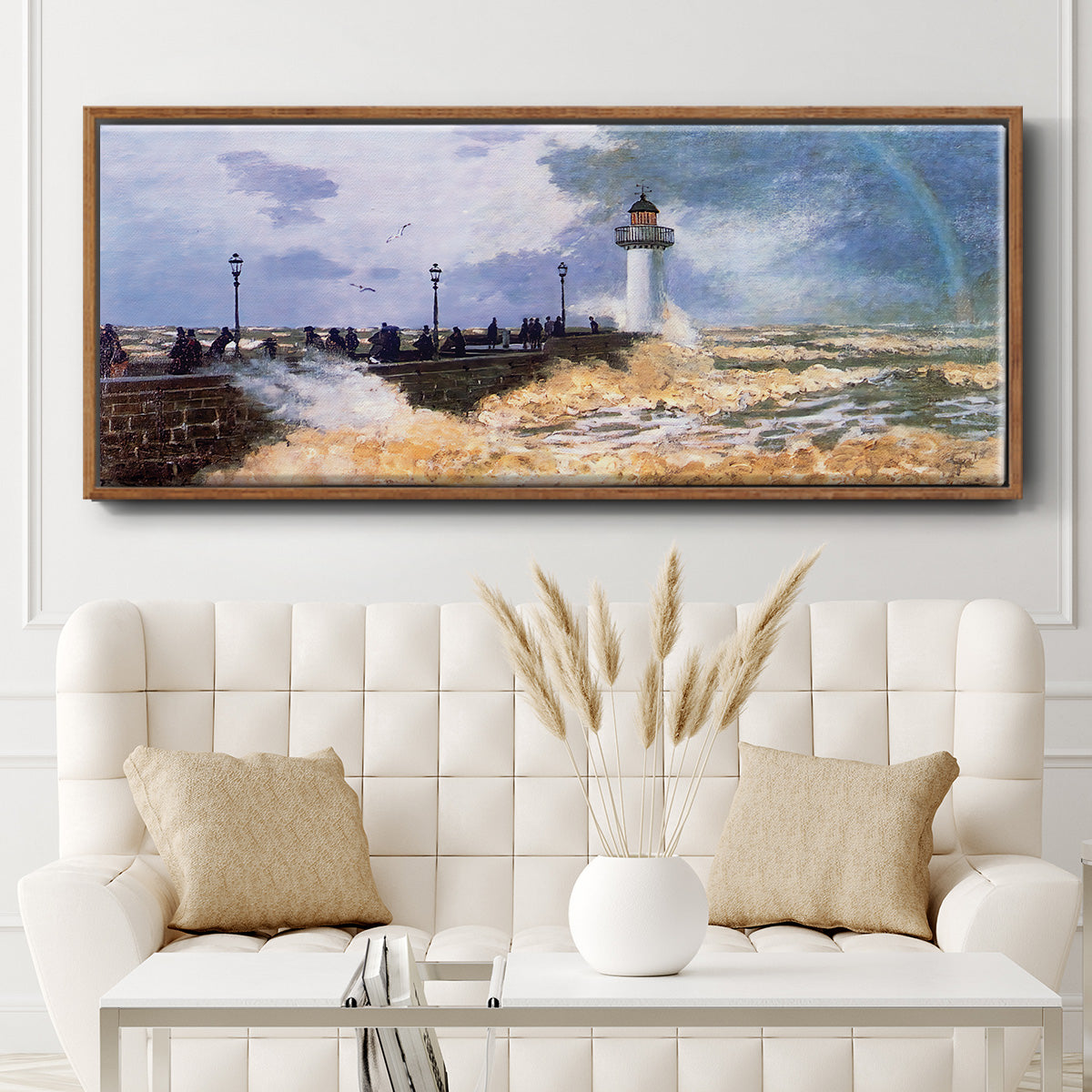 The Jetty at Le Havre, 1868 - Floater Framed Canvas Print