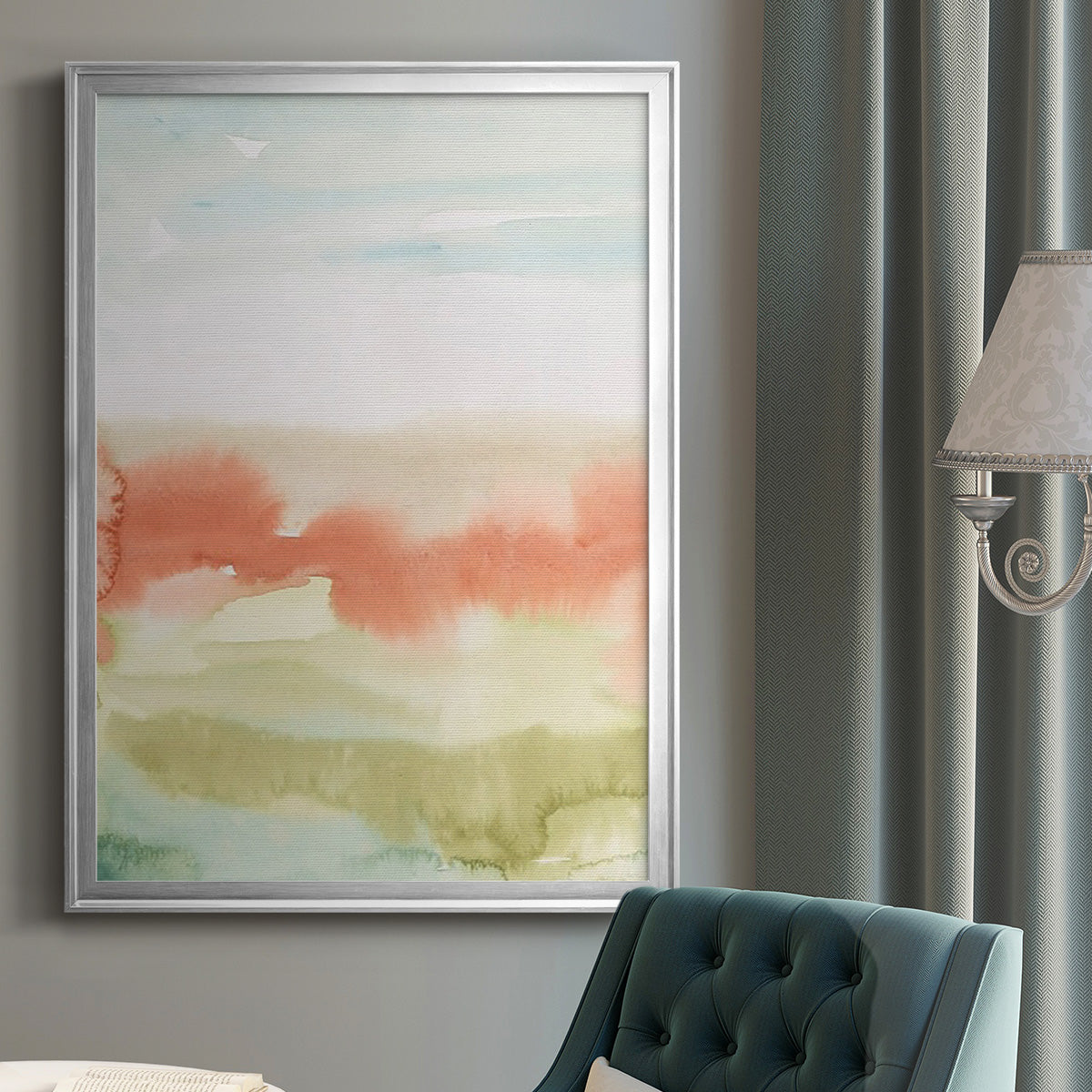 Blushing Sunrise I - Modern Framed Canvas Print