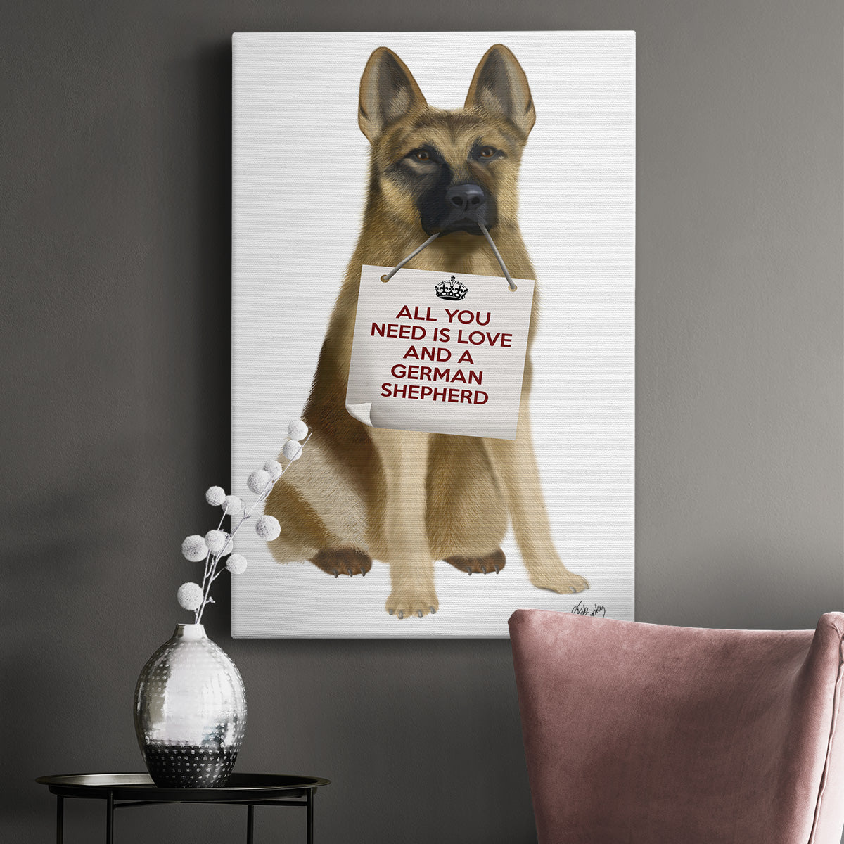 Love and German Shepherd Premium Gallery Wrapped Canvas - Ready to Hang