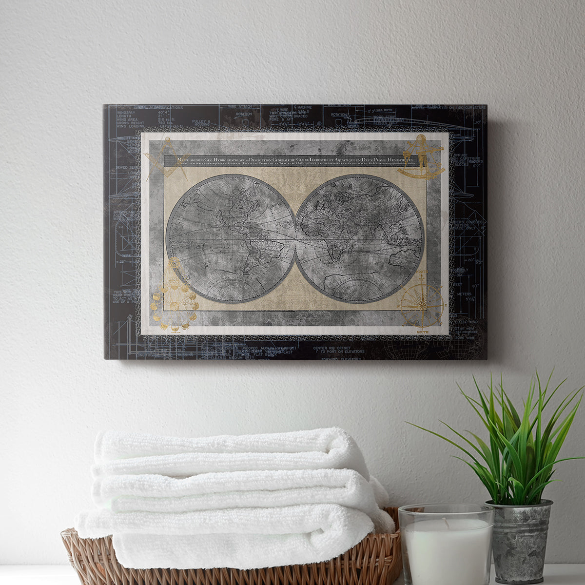 Night World Blueprint - Canvas Art Print
