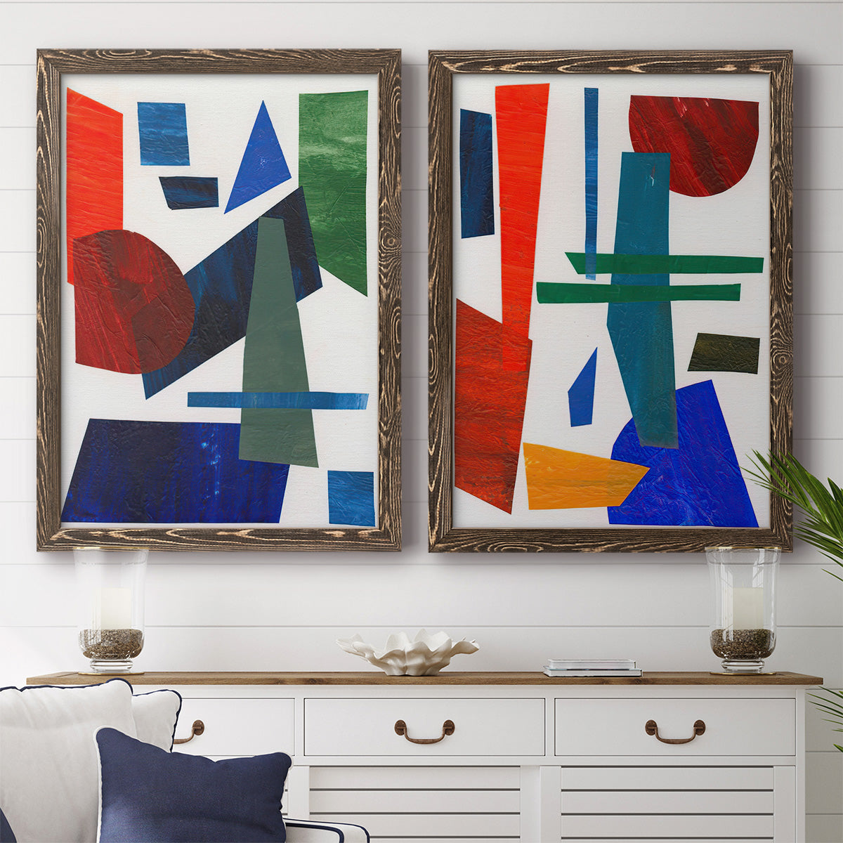 Colorful Shapes III - Premium Framed Canvas 2 Piece Set - Ready to Hang