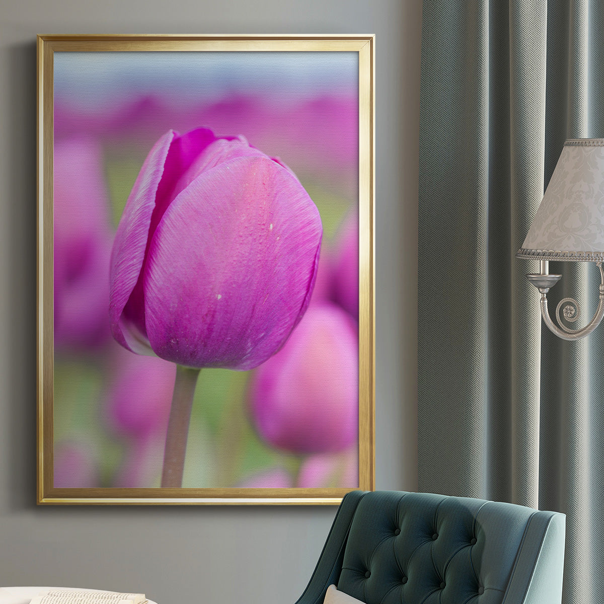 Magenta Stem - Modern Framed Canvas Print
