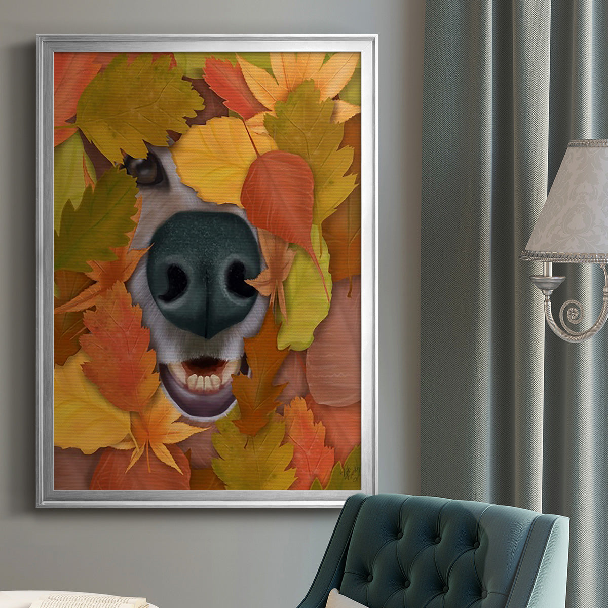 Sniffing Out Autumn - Modern Framed Canvas Print