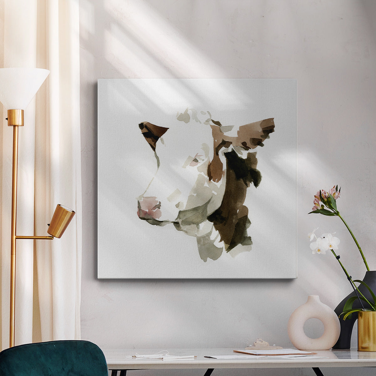 Watercolor Bovine II-Premium Gallery Wrapped Canvas - Ready to Hang