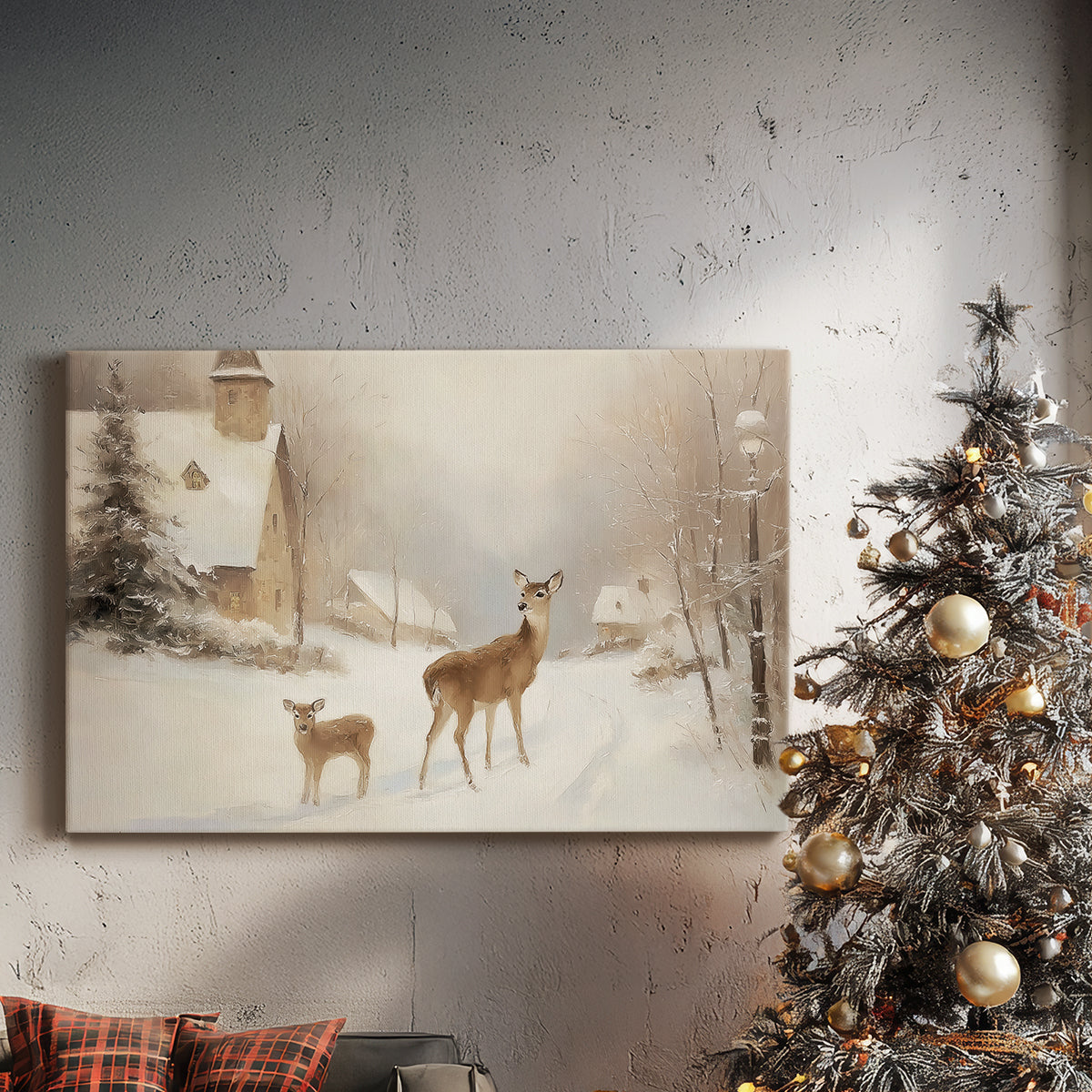 Frostlit Yule at Twilight - Canvas Art Print