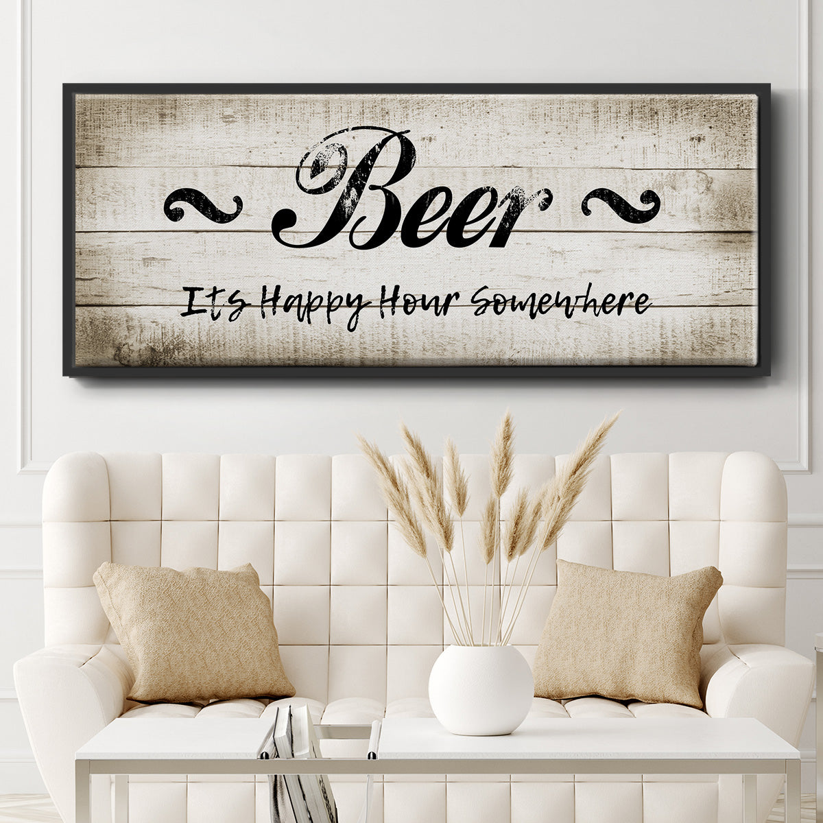Beer Happy Hour - Floater Framed Canvas Print