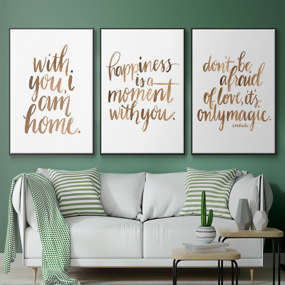 Loving You I - Framed Premium Gallery Wrapped Canvas L Frame 3 Piece Set - Ready to Hang