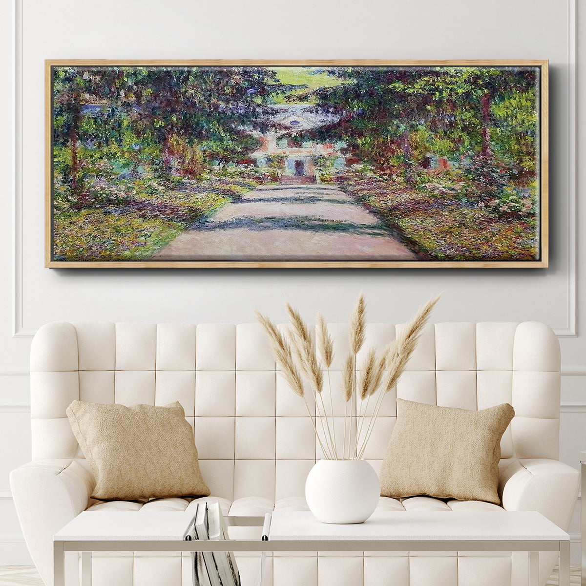 Pathway in Monet's Garden at Giverny, 1900 - Floater Framed Canvas Print