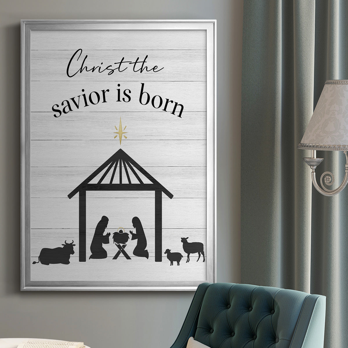 The Savior is Born - Modern Framed Canvas Print