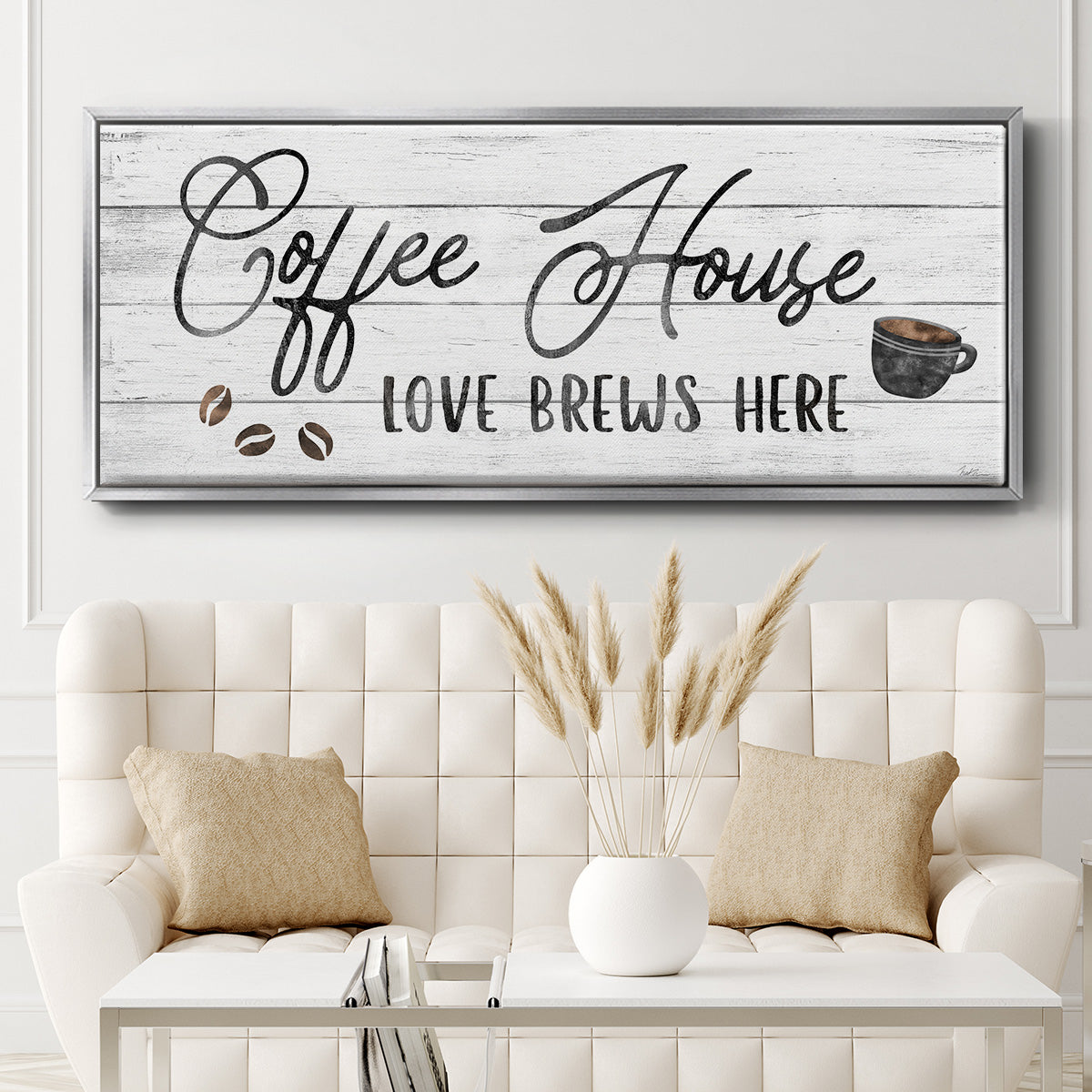 Love Brews - Floater Framed Canvas Print