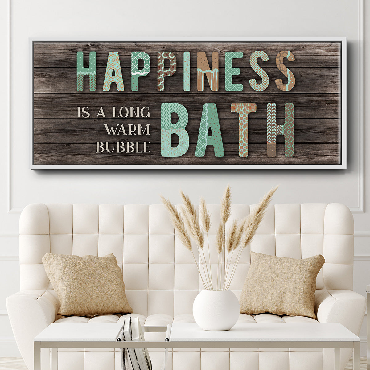 Happiness Bath - Floater Framed Canvas Print