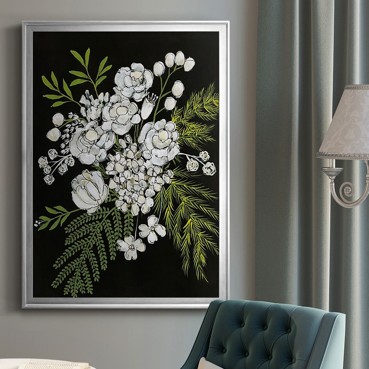 Alabaster Bouquet I - Modern Framed Canvas Print