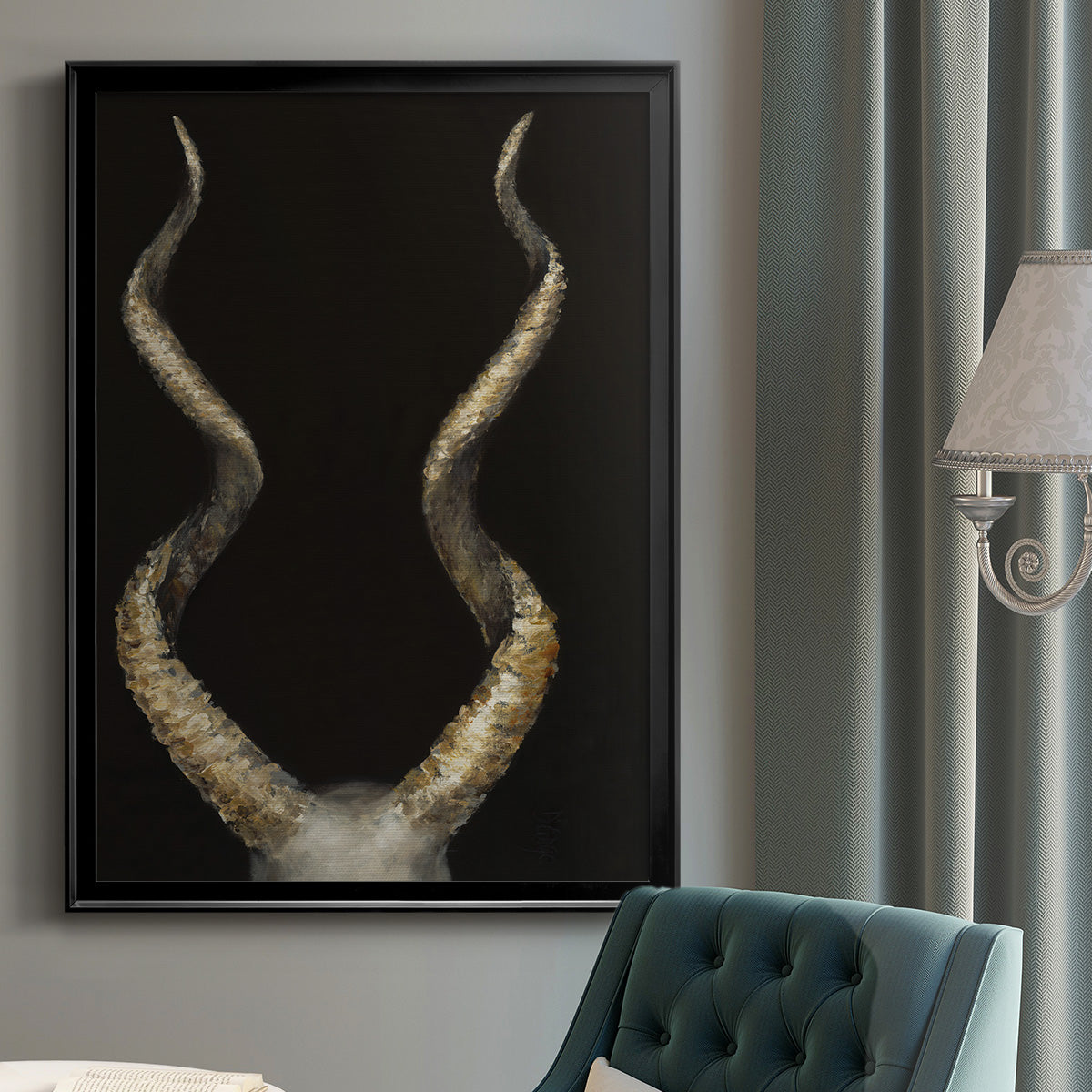 Spiral Antelope Horns -  Framed Canvas Print