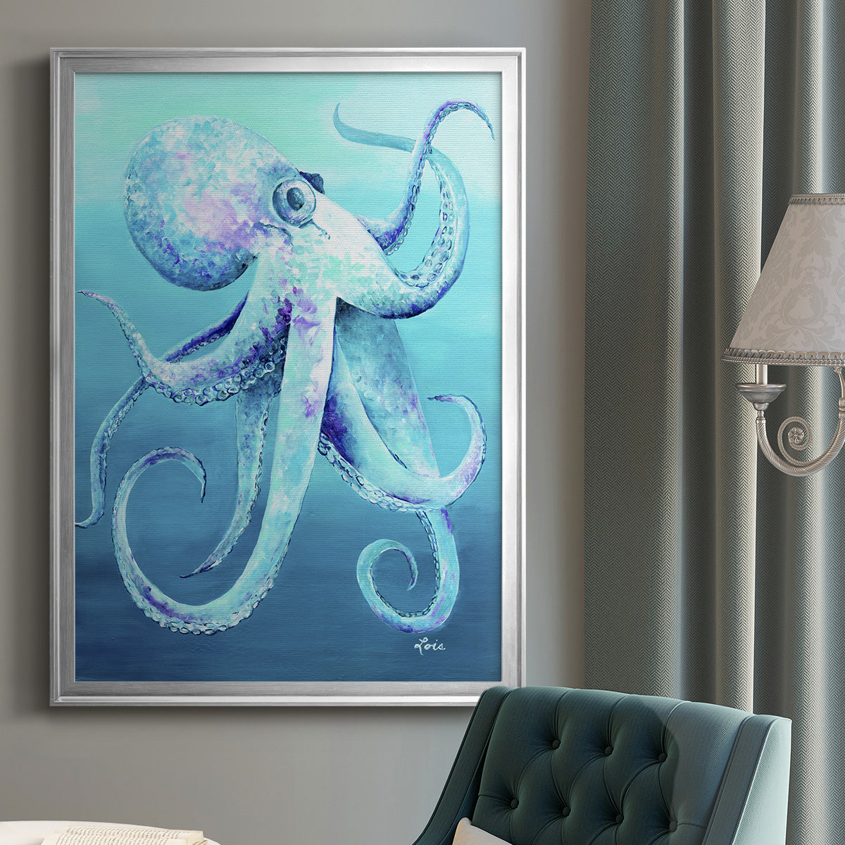 Octopus - Modern Framed Canvas Print