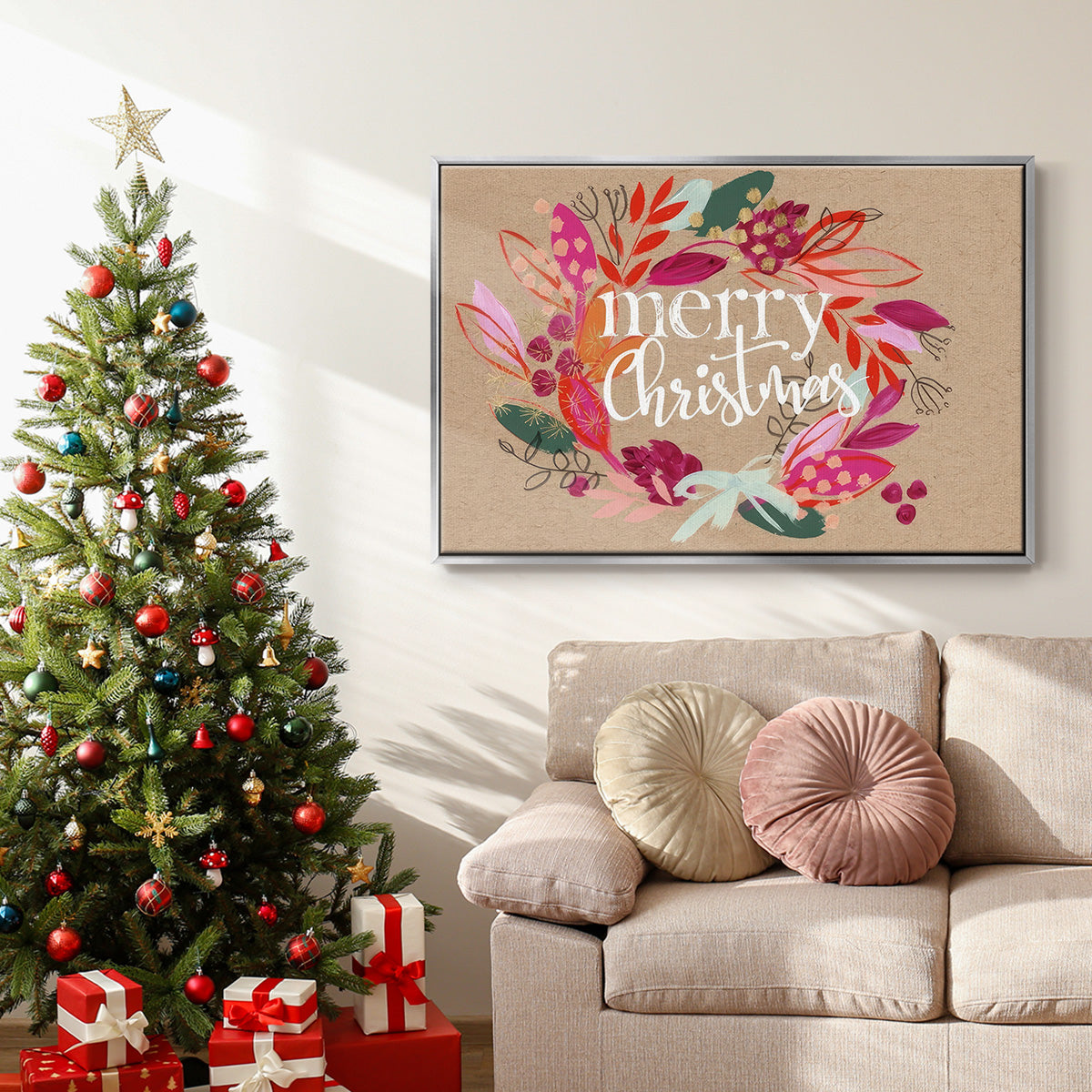 Crafty Christmas Collection A - Framed Gallery Wrapped Canvas in Floating Frame