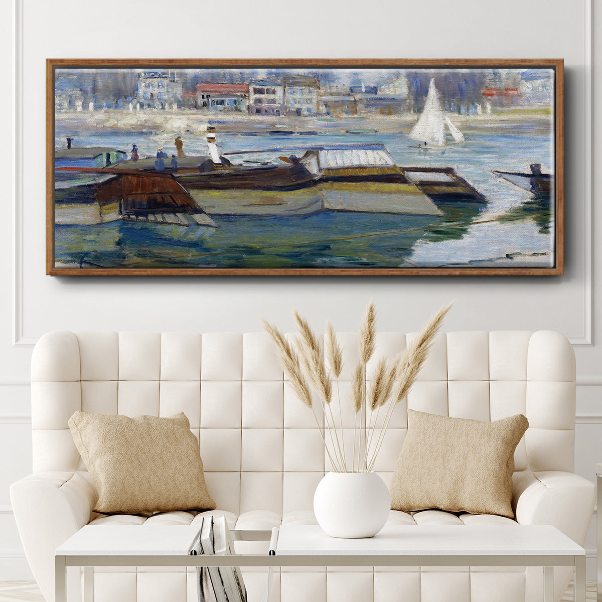 The Seine at Asnieres 2, 1873 - Floater Framed Canvas Print