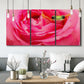 Three-panel canvas wall art featuring animal photography with floral elements, displayed in a modern living room above seating.