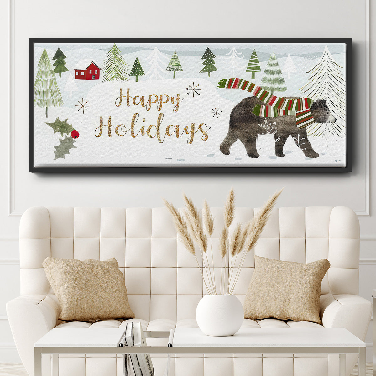 Woodland Christmas Collection D - Floater Framed Canvas Print