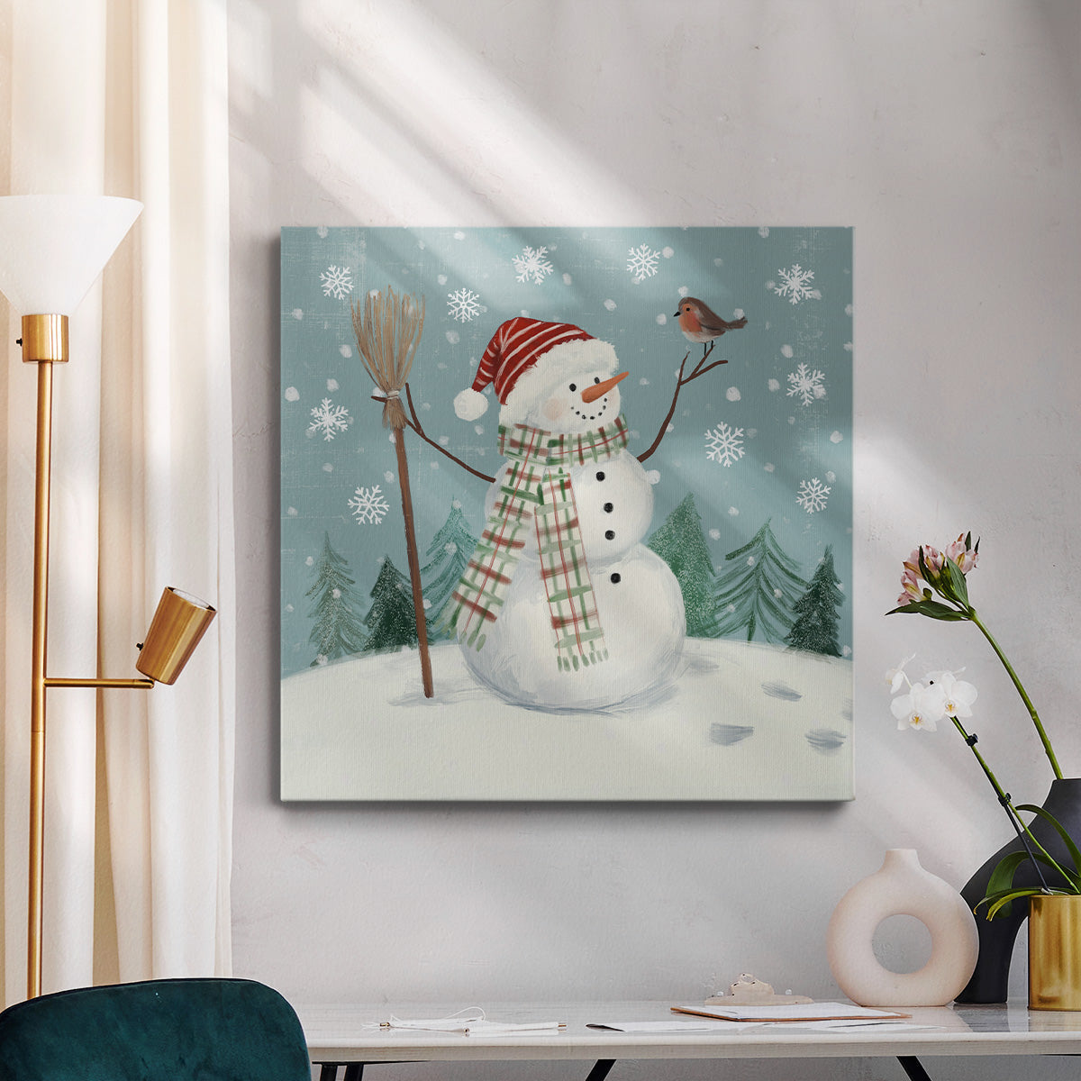 Jolly Snowman I - Canvas Art Print