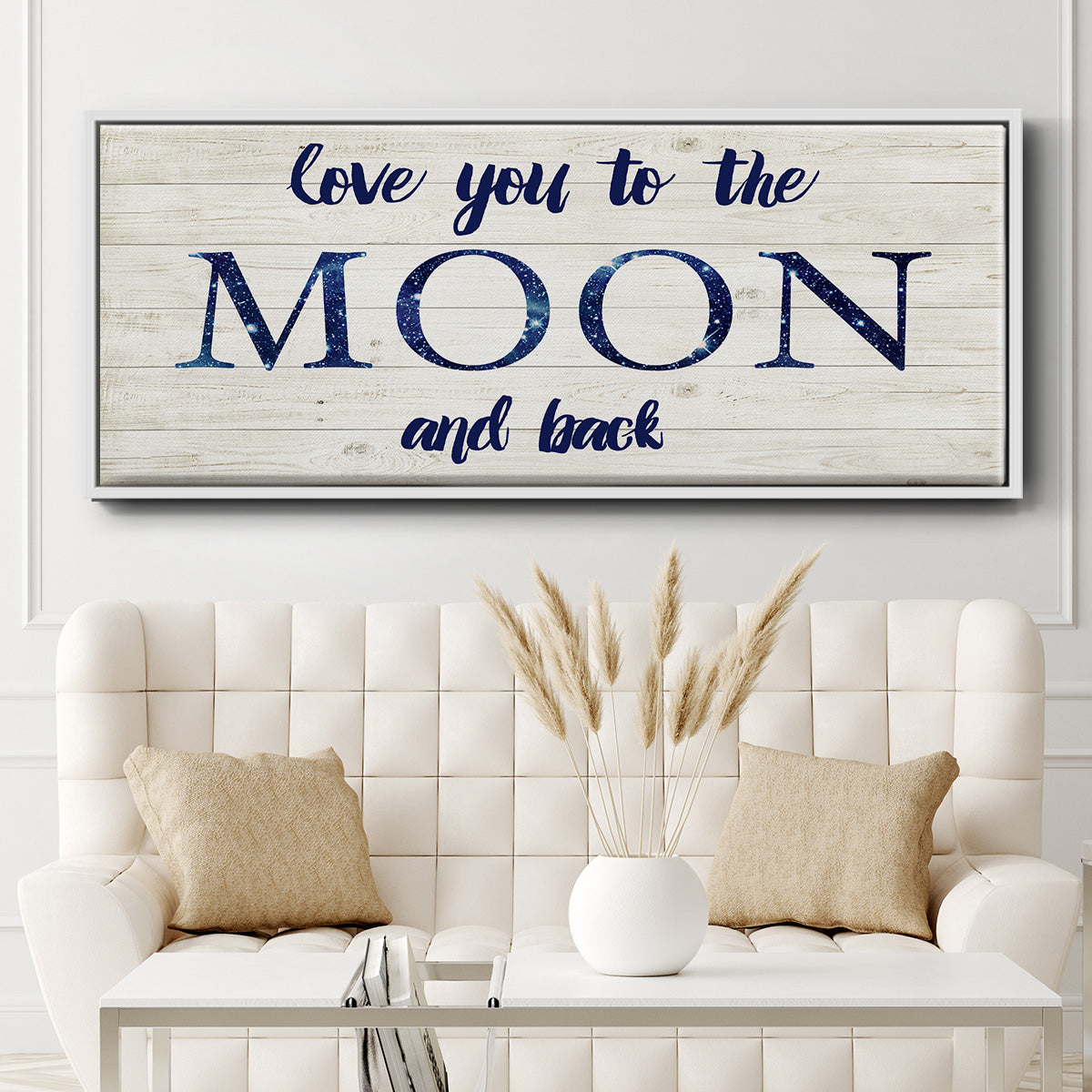 Moon and Back - Floater Framed Canvas Print
