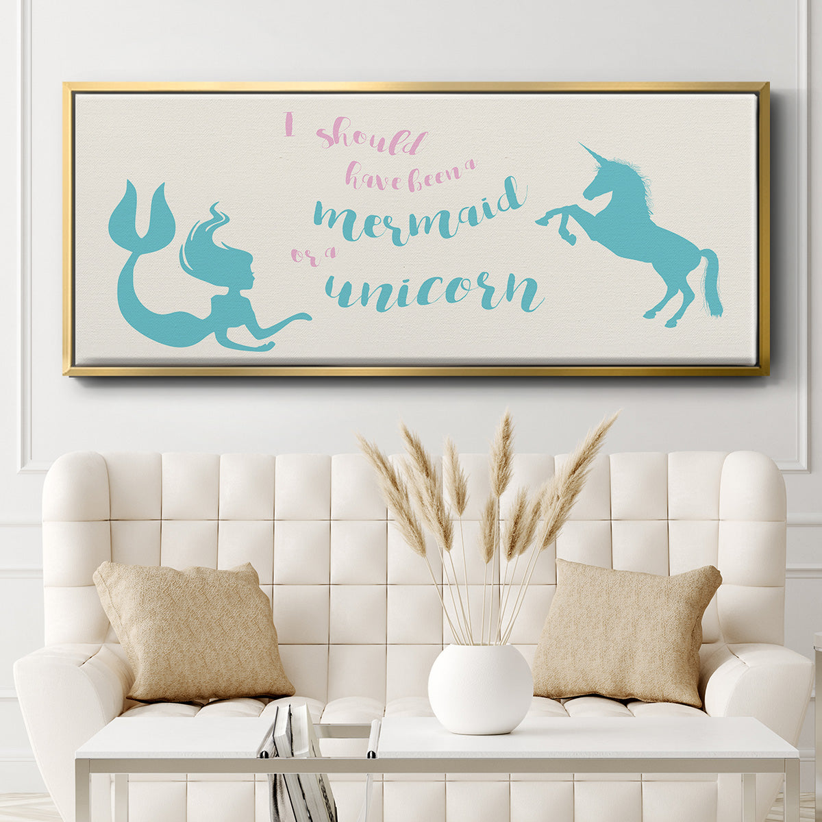 Mermaid Unicorn - Floater Framed Canvas Print
